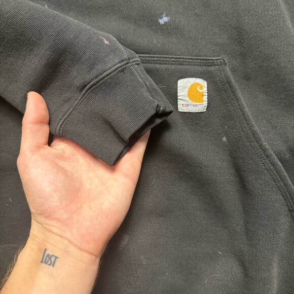 Carhartt Workwear Black White Graphic Hoodie Y2K Sweatshirt - Picture 6 of 6